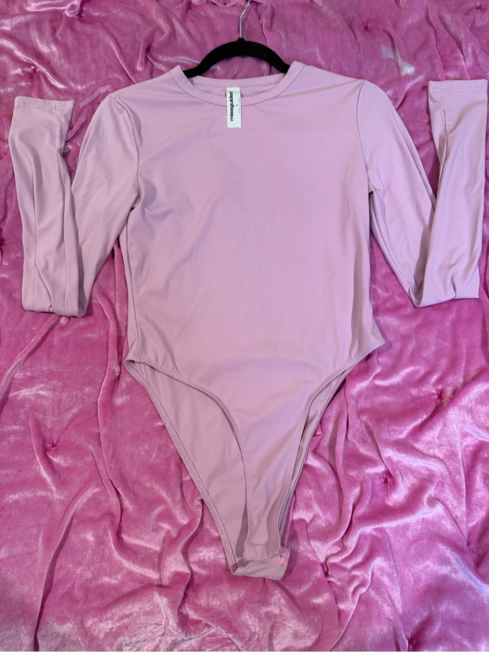 Missguided Pink Long Sleeve Bodysuit — Size Medium